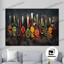 kitchen wall art kitchen canvas wall art kitchen prints kitchen artwork herbs spices-2, framed canvas ready to hang