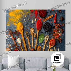 kitchen wall art kitchen canvas wall art kitchen prints kitchen artwork herbs spices-3, framed canvas ready to hang