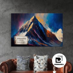 framed canvas ready to hang, apsarasas kangri, wall art, original mountain painting print, travel poster, mountain lands