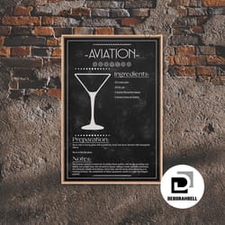 framed canvas ready to hang, aviation cocktail - bar cart art - bar decor - framed canvas print - blueprint art - patent
