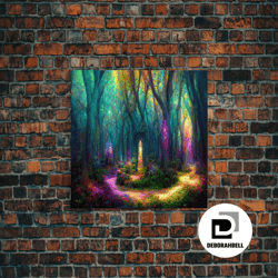 Framed Canvas Ready To Hang, Beautiful Fantasy Wall Art, Canvas Print, Magical Forest, Fantasy Landscape Art, Ready To H