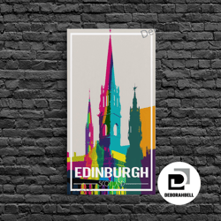 framed canvas ready to hang, edinburgh travel poster, europe wall art, scotland art print, travel wall print, travel pos