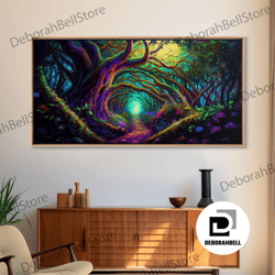 Framed Canvas Ready To Hang, Fantasy Wall Art, Canvas Print, Magical Forest, Fantasy Landscape Art, Ready To Hang Wall A