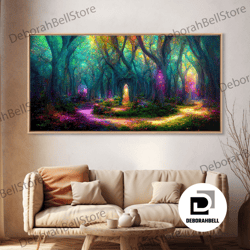 Framed Canvas Ready To Hang, Fantasy Wall Art, Canvas Print, Magical Forest, Fantasy Landscape Art, Ready To Hang Wall A