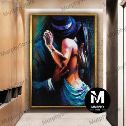 tango couple canvas painting, romance couple wall art, dancing couple canvas, dance poster, tango canvas, tango dance wa