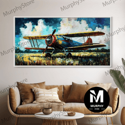 decorative wall art, aeroplane art, antique airplane painting canvas print, framed canvas art, above sofa art, gift for