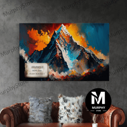 decorative wall art, annapurna ii, wall art, original mountain painting print, travel poster, mountain landscape wall de