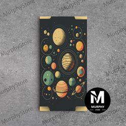 decorative wall art, art deco inspired planetary solar system art, framed canvas print, cute nursery decor