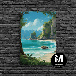 decorative wall art, beach wall art, ocean print, seashore wall print, canvas print, wall art, vertical art, birthday gi