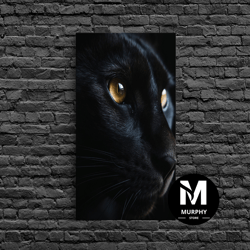 Decorative Wall Art, Beautiful Black Cat Portrait, Cat Photography, Framed Canvas Print, Framed Art, Halloween Witch Cat