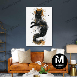 astrological wall art, cat canvas art, boho wall art decor, roll up canvas, stretched canvas art, framed wall art painti
