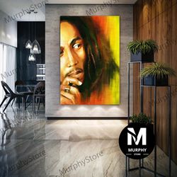 bob marley poster, reggea music canvas art, musician wall decor, roll up canvas, stretched canvas art, framed wall art p