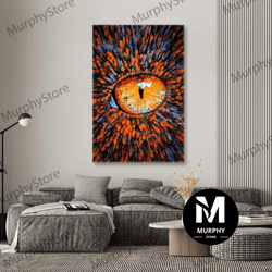 cat eye wall art, forest canvas art, fall wall decor, roll up canvas, stretched canvas art, framed wall art painting