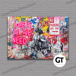 decorative wall art, decorate the living room, bedroom and workplace, banksy love is all we need canvas or poster, banks