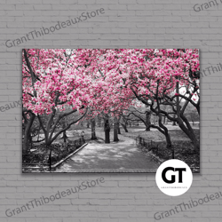 decorative wall art, decorate the living room, bedroom and workplace, cherry blossoms canvas, sakura poster, black white