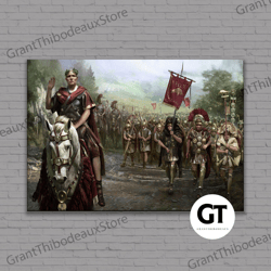 decorative wall art, decorate the living room, bedroom and workplace, julius caesar and army canvas, war poster, histori