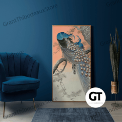 decorative wall art, decorate the living room, bedroom and workplace, ohara koson printed, luxury wall art, peacock on a