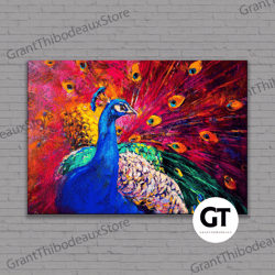 decorative wall art, decorate the living room, bedroom and workplace, peacock canvas, animal canvas print, custom wall h