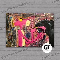 decorative wall art, decorate the living room, bedroom and workplace, pink panther canvas, abstract street graffiti wall