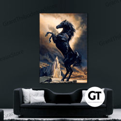 decorative wall art, decorate the living room, bedroom and workplace, prancing horse canvas painting, horse poster, hors