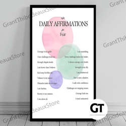 decorative wall art, decorate the living room, bedroom and workplace, affirmation wall art for fear self love positive