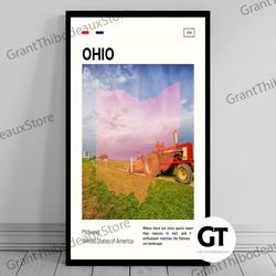 decorative wall art, decorate the living room, bedroom and workplace, cute ohio mid-century print ohio canvas minimali