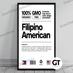 decorative wall art, decorate the living room, bedroom and workplace, filipino american unity flag canvas mid century m