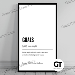 decorative wall art, decorate the living room, bedroom and workplace, goals definition print minimalist office art fun