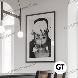 decorative wall art, decorate the living room, bedroom and workplace, audrey hepburn sunglasses canvas, black and white
