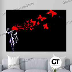 decorative wall art, decorate the living room, bedroom and workplace, butterfly girl suicide, banksy wall art, banksy he