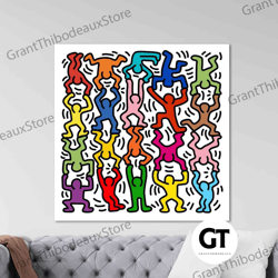 decorative wall art, decorate the living room, bedroom and workplace, keith haring canvas artwork keith haring wall art