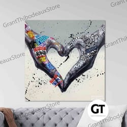 decorative wall art, decorate the living room, bedroom and workplace, wall art love hand graffiti, canvas, contemporary