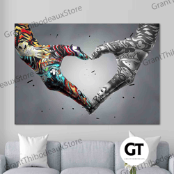 decorative wall art, decorate the living room, bedroom and workplace, wall art canvas, love hand graffiti 3d canvas, lov