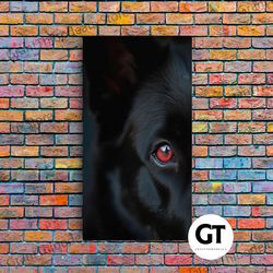 animal prints, black wolf with red eyes, portrait of a wolf, framed decorative wall art, wolf photography art