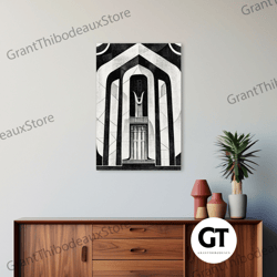 art deco black and white art print, art deco architecture, framed decorative wall art, ready to hang framed wall art, li