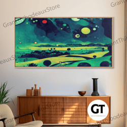 art deco scifi print wall decor, ready to hang decorative wall art wall art retro vintage style landscape art