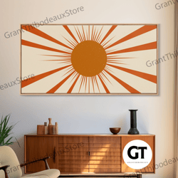 art deco sun burst wall art, framed decorative wall art or poster, retro vintage wall decor, modern art, sun abstract ar