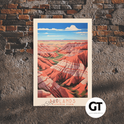 badlands national park, framed wall art decorative wall art, travel poster, south dakota travel art, roadtrip decor, coo