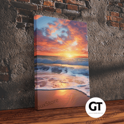 beach sunset wall art, nautical wall art, seashore wall art, decorative wall art, wall art, vertical art, moving gift, r