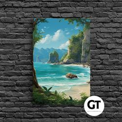 beach wall art, ocean print, seashore wall print, decorative wall art, wall art, vertical art, birthday gift, beach hous