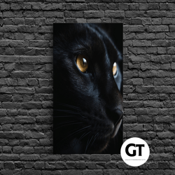 Beautiful Black Cat Portrait, Cat Photography, Framed Decorative Wall Art, Framed Art, Halloween Witch Cat Art