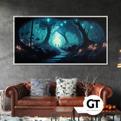 beautiful fantasy art, framed decorative wall art, moonlit forest floor fantasy concept art