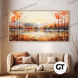 beautiful sunset landscape painting on canvas, original decorative wall art nature art, fancy landscape wall art, bedroo