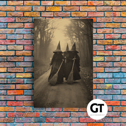 black and white art, witch wall decor, horror art print, gothic wall art, decorative wall art, wall art, vertical print,