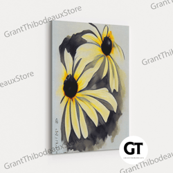 black eyed susan flower, watercolor flower art, floral art, gifts for her, framed decorative wall art, wall art