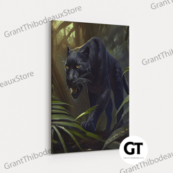black panther art, cool big cat in the jungle, framed decorative wall art, wall art decor