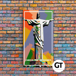 brazil travel poster, christ the redeemer, rio de janeiro wall art, travel wall print, travel poster, travel wall art, c