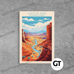 canyonlands national park travel poster print, decorative wall art wall art, utah travel art, midcentury modern travel d