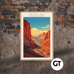 capital reef national park travel poster print, decorative wall art wall art, utah travel art, midcentury modern travel