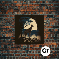 cheetah made of stars print, synthwave animal prints, cheetah and a starry night sky, framed decorative wall art, cute a